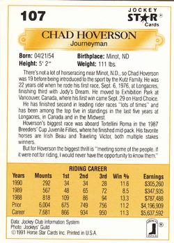 1991 Jockey Star Jockeys #107 Chad Hoverson Back